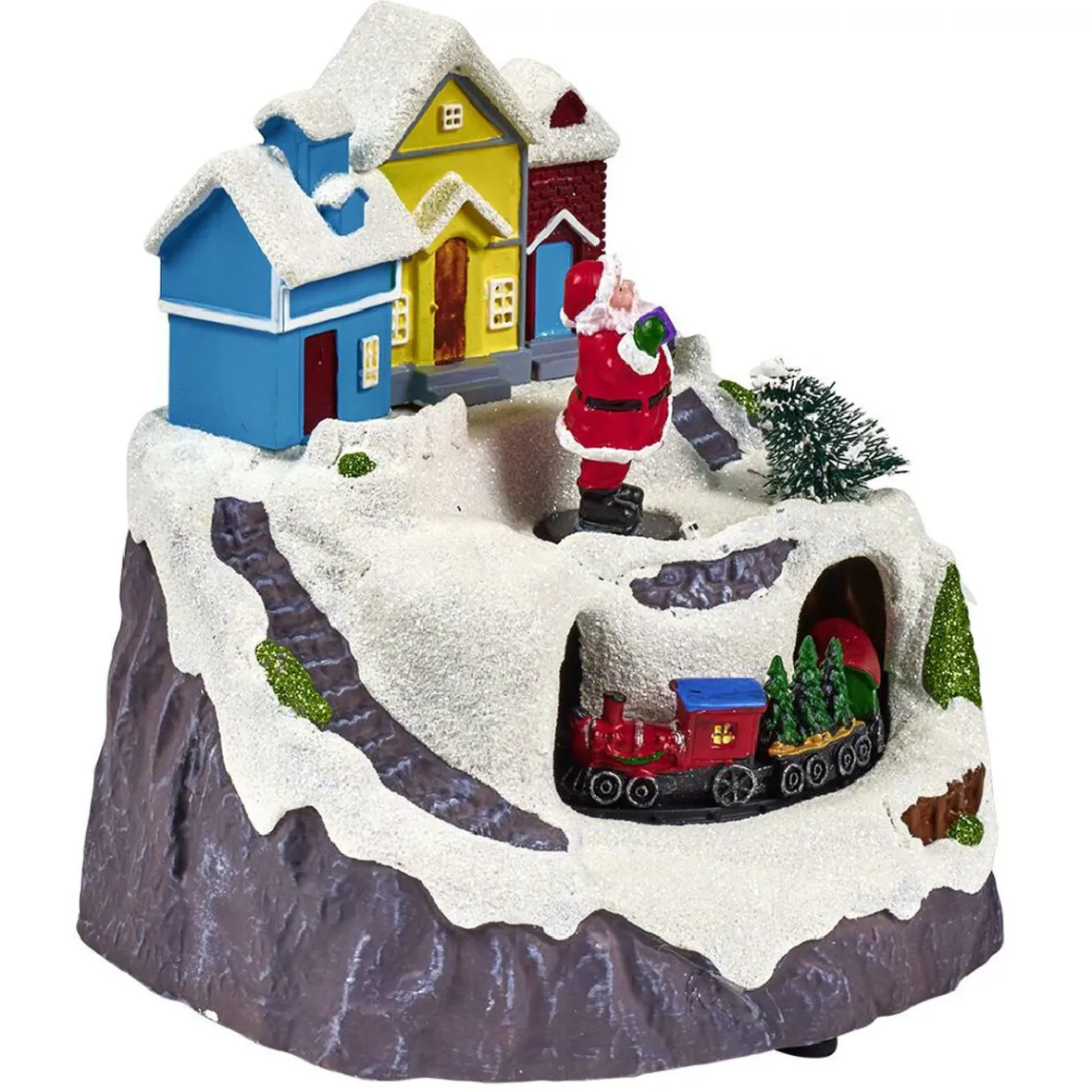 Scène village de Noël lumineuse avec train animé-Gifi Discount