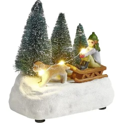 Scénette lumineuse enfant sur traineau Village de Noël-Gifi Online