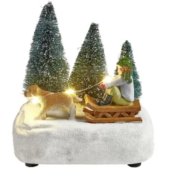 Scénette lumineuse enfant sur traineau Village de Noël-Gifi Online