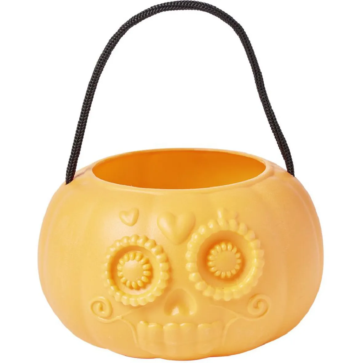 Seau à bonbons Halloween calavera tête de mort mexicaine orange-Gifi Sale