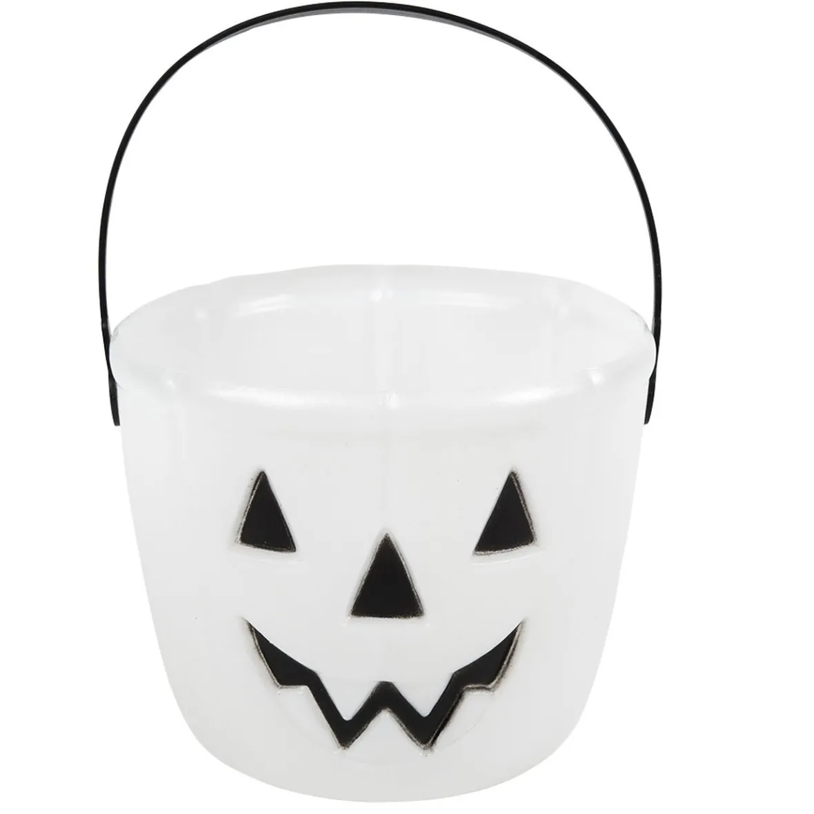 Seau à bonbons Halloween design citrouille phosphorescent blanc-Gifi Online