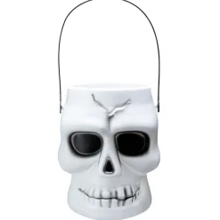 Seau à bonbons Halloween tête de mort blanc et noir-Gifi