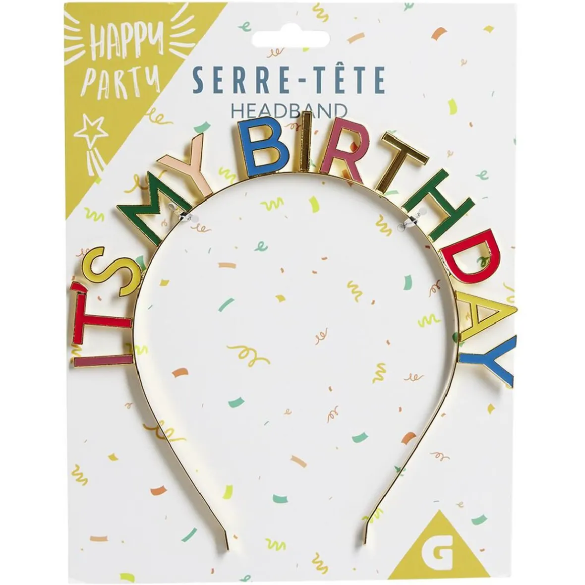 Serre-tête anniversaire It's my birthday doré ou multicolore-Gifi