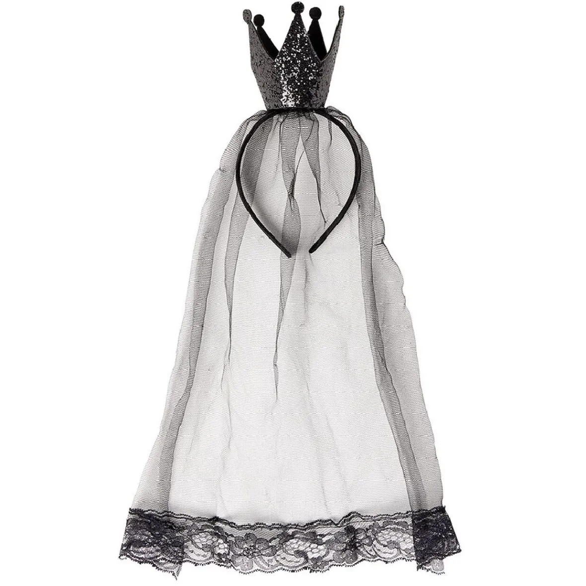 Serre-tête Halloween couronne et voile noir-Gifi