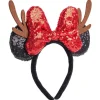 Serre-tête Minnie Disney Noël pailleté rouge et noir-Gifi New