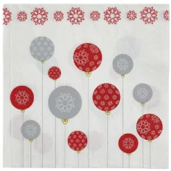 Serviette boules de Noël blanche et rouge x20-Gifi New