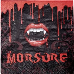 Serviette carrée en papier Halloween déco morsure noir et rouge x20-Gifi