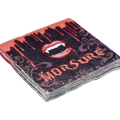 Serviette carrée en papier Halloween déco morsure noir et rouge x20-Gifi