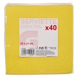 Serviette cocktail jetable 2 plis jaune canari x40-Gifi Best