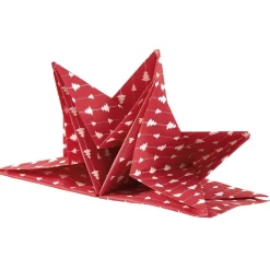 Serviette de Noël pré pliée rouge motif sapin x 12-Gifi Outlet
