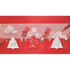 Serviette de Noël pré pliée rouge motif sapin x 12-Gifi Outlet