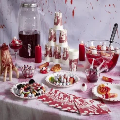 Serviette de table Halloween main ensanglantée HELP rouge et blanche x20-Gifi Outlet