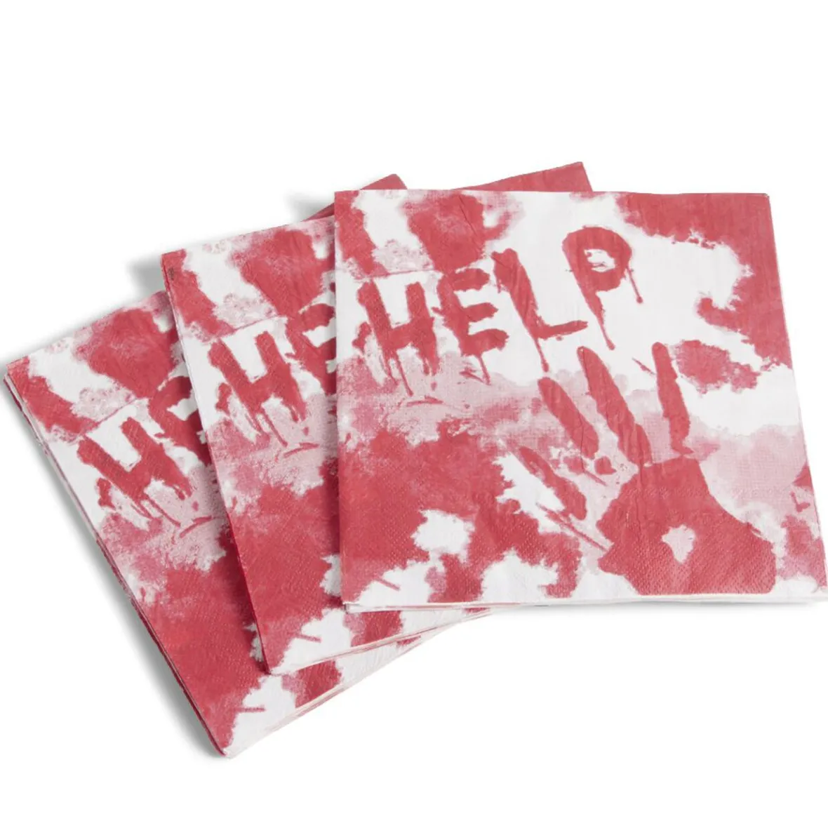 Serviette de table Halloween main ensanglantée HELP rouge et blanche x20-Gifi Outlet