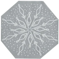 Serviette de table hexagonale argentée décor blanc x10-Gifi Outlet