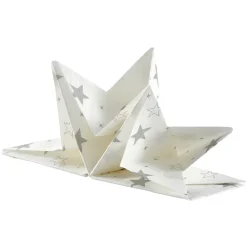 Serviette de table pré-pliée blanche étoiles argentées x12-Gifi Outlet
