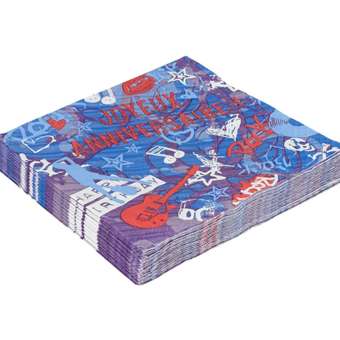 Serviette en papier anniversaire design Rock x20-Gifi Clearance