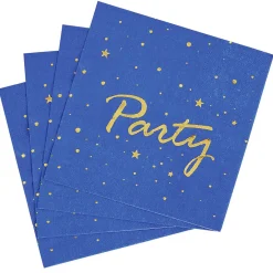 Serviette en papier bleu et étoile doré x 16-Gifi Outlet