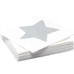 Serviette en papier imprimé étoile gris argent x20-Gifi Hot