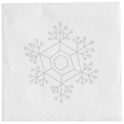 Serviette en papier imprimé flocons gris argent x20-Gifi Discount