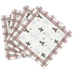 Serviette en papier imprimé Noël torchon feuille de houx x20-Gifi Discount