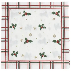Serviette en papier imprimé Noël torchon feuille de houx x20-Gifi Discount