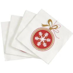 Serviette en papier imprimé boule de Noël rouge doré x20-Gifi New