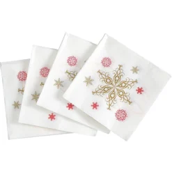 Serviette en papier imprimé guirlande de flocon rouge doré x20-Gifi