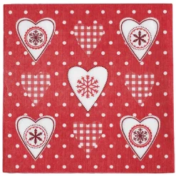 Serviette en papier imprimé coeur esprit Noël rouge blanc x20-Gifi Sale