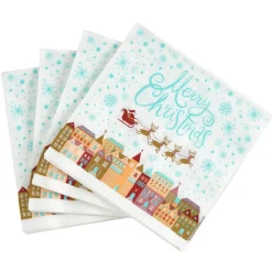 Serviette en papier imprimé Père Noël sur son traineau x20-Gifi Hot