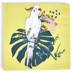 Serviette en papier motif oiseau tropical jaune vert x20-Gifi Sale