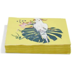 Serviette en papier motif oiseau tropical jaune vert x20-Gifi Sale