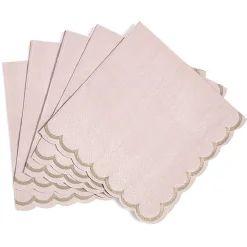 Serviette en papier rose et bord doré x 16-Gifi Online