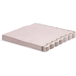 Serviette en papier rose et bord doré x 16-Gifi Online