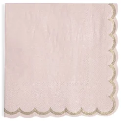 Serviette en papier rose et bord doré x 16-Gifi Online