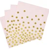 Serviette en papier rose et doré à pois x 16-Gifi Clearance