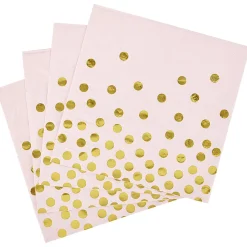 Serviette en papier rose et doré à pois x 16-Gifi Clearance