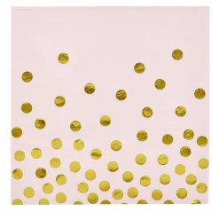 Serviette en papier rose et doré à pois x 16-Gifi Clearance