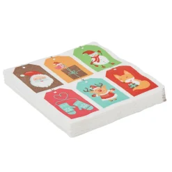 Serviette jetable design étiquettes de noël x20-Gifi Outlet