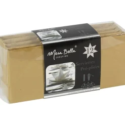 Serviette jetable pré pliée dorée x12-Gifi Online