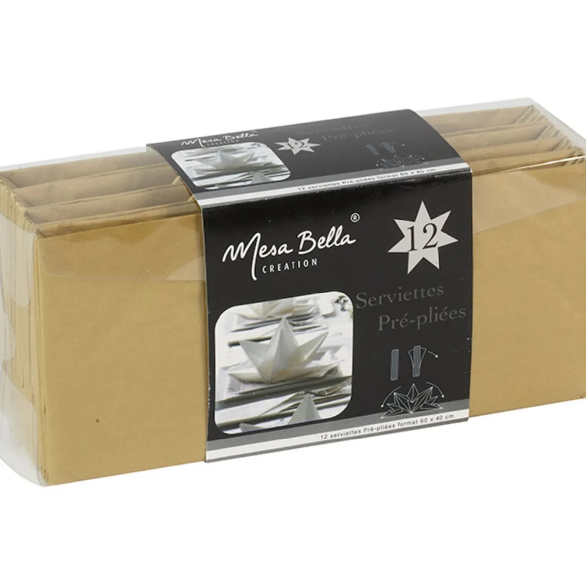 Serviette jetable pré pliée dorée x12-Gifi Online