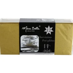 Serviette jetable pré pliée dorée x12-Gifi Online