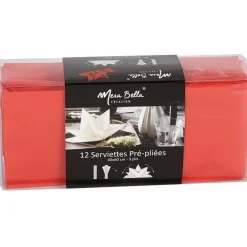 Serviette jetable pré pliée rouge x12-Gifi