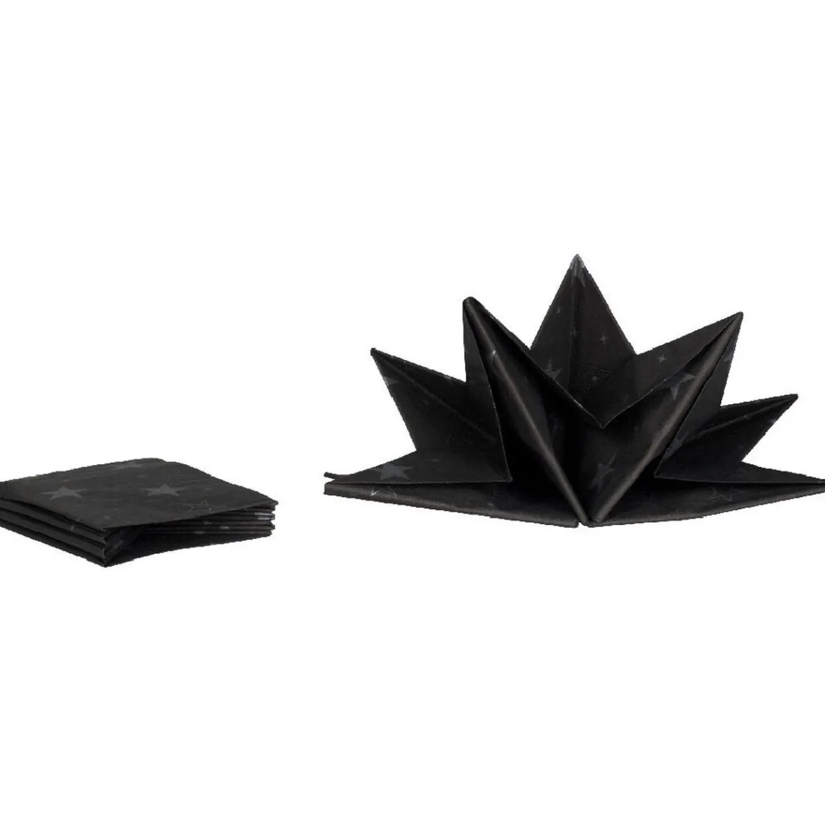 Serviette jetable pré pliée noire étoiles argentées x12-Gifi Clearance