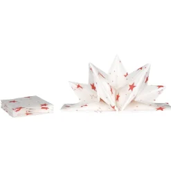 Serviette jetable pré pliée blanche étoiles rouges x12-Gifi Clearance