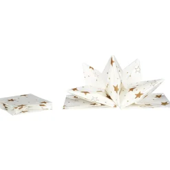 Serviette jetable pré pliée blanche étoiles dorées x12-Gifi New