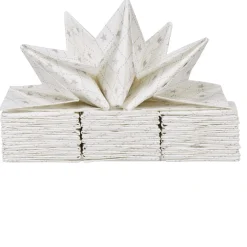 Serviette jetable pré pliée blanche étoiles argentées x12-Gifi New