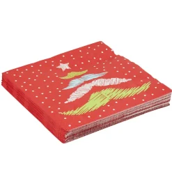 Serviette jetable rouge design arbre de noël x20-Gifi Discount
