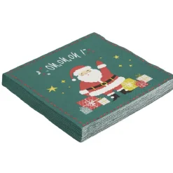 Serviette motif Père Noël verte x20-Gifi New