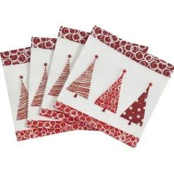 Serviette motif sapins blanche et rouge x20-Gifi Discount