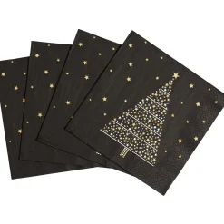 Serviette motif sapins noire et dorée x20-Gifi Best